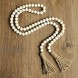 58in Wood Bead Garland with Tassels,Farmhouse Beads Rustic Country Decor Prayer Boho Beads Wall Hanging Decoration Nature