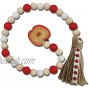 Apple Beaded Garland Fall Apple Cider Tiered Tray Decorations White Red Bead Tassels Autumn Holiday Season Back to School Home Supplies Teacher Gifts