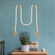 BESPORTBLE Farmhouse Beads 63in Wood Bead Garland with Tassels Rustic Country Decor Prayer Beads Wall Hanging Decoration