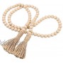 BESPORTBLE Farmhouse Beads 63in Wood Bead Garland with Tassels Rustic Country Decor Prayer Beads Wall Hanging Decoration