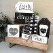 Coffee Wood Bead Garland with Jute Tassels Farmhouse Tiered Tray Decorations Coffee Bar Rae Dunn Inspired Black & White Buffalo Plaid Decor Coffee Station Addition Rustic Wood Coffee Cup Sign Garland
