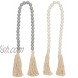 Farmhouse Wooden Bead Garland with Tassels White Wood 27 in 4 Pack