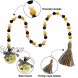 Genenic Bee Wooden Beads Garland Creative Hemp Rope Tassel Beads Home Decoration Draft Ornaments Spring Summer Wooden Bead for Tray Shelf Displays