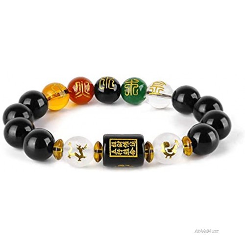 Goldenlight Five-Element Feng Shui Obsidian Wealth Porsperity Bracelet,Attract Wealth and Good Luck Gift Box Included