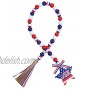 JOTFA 4th of July Wood Bead Garland Decorations Red White and Blue Patriotic Wooden Bead Garland with Jute Rope Tassel USA Flag Star Wooden Sign for 4th of July Independence Day Tiered Tray Décor