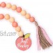Pink Peach Decor Wood Bead Garland for Bathroom Fall Tiered Tray Décor Farmhouse Rustic Beads with Tassels Just Peachy Tag Buffalo Plaid Peach Party Décoraion Home Chic Style for Georgia Kitchen