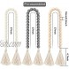 R HORSE 3 Pcs Classic Wood Beads Tassel 27 Inch White & Beige & Gray Wood Bead Garland Farmhouse Rustic Beads with Jute Rope Plaid Tassel Natural Wood Beads for Home Décor