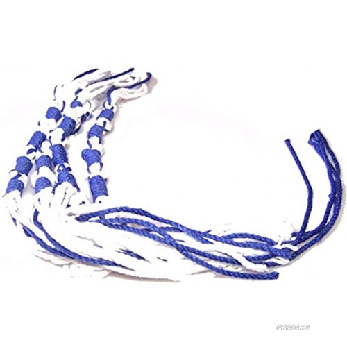 Tzitzits Set of Four White with Blue Thread Tassels with Longer Blue Messiah Thread Royal Blue