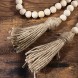 Vosarea 1PC Wood Bead Garland with Tassels Farmhouse Beads Rustic Country Decor Prayer Beads Wall Hanging Decor