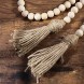 VOSAREA Wood Bead Garland 2pcs Farmhouse Rustic Country Beads with Tassels Decor Blessing Beads Wall Hanging Farmhouse Decorations