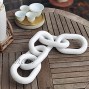 Wood Chain Link Decor Large Wood Chain Link Decor Hand Carved Wood Decorative Chain Link Come with A Wood Bead Garland with Tassels White