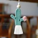 ZOONAI Rainbow with Wood Bead Decorations Wall Décor Hanging Colorful Handmade Weaving Car Ornament Modern Home Decoration Accessories Hanging Pendant for Bedroom Nursery Room G-Cactus Green