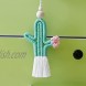 ZOONAI Rainbow with Wood Bead Decorations Wall Décor Hanging Colorful Handmade Weaving Car Ornament Modern Home Decoration Accessories Hanging Pendant for Bedroom Nursery Room G-Cactus Green