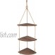 3 Tier Wood Hanging Corner Shelf with Jute Rope 42 Inches