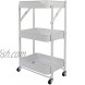 Cuilvu 3-Tier Metal Rolling Utility Cart Multifunctional Storage Shelves with Lockable Wheels Mesh Utility Cart for Office Home Kitchen Bedroom Bathroom Laundry Room White