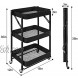 Cuilvu 3-Tier Metal Rolling Utility Cart Multifunctional Storage Shelves with Lockable Wheels Mesh Utility Cart for Office Home Kitchen Bedroom Bathroom Laundry Room Black