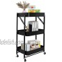 Cuilvu 3-Tier Metal Rolling Utility Cart Multifunctional Storage Shelves with Lockable Wheels Mesh Utility Cart for Office Home Kitchen Bedroom Bathroom Laundry Room Black