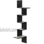 Furinno Rossi Wall Mounted Shelves 5-Tier Rectangle French Oak Grey Black
