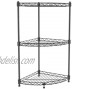 King Global 3-Tier Corner Wire Shelf Stand Kitchen Organizer Adjustable Storage Rack Stainless Steel,12 W x 12 D x 23.6 H Black 121223.6
