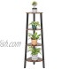 VASAGLE Industrial Corner Shelf 4-Tier Bookcase Storage Rack Plant Stand for Home Office Wood Look Accent Furniture with Metal Frame Rustic Brown ULLS34X