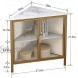 VECELO 3 Tiers Corner Shelf Meatl Frame Shelves Storage Organizer with Ventilation Protection Door Glod