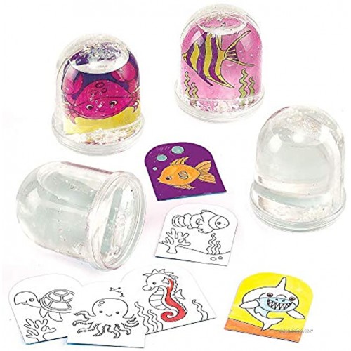 Baker Ross ET437 Sealife Color in Snow Globes Box of 4 Creative Art and Craft Supplies for Kids to Make Assorted