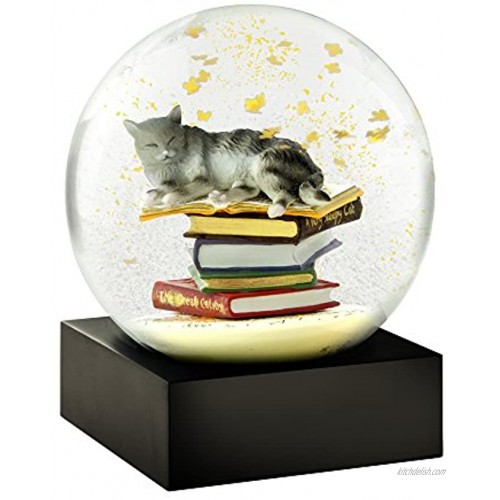 CoolSnowGlobes Cat on Books Cool Snow Globe