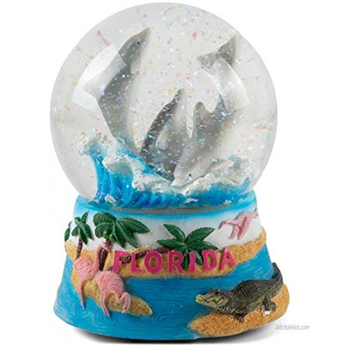Elanze Designs Florida Dolphins Figurine 100MM Water Globe Plays Tune by The Beautiful Sea