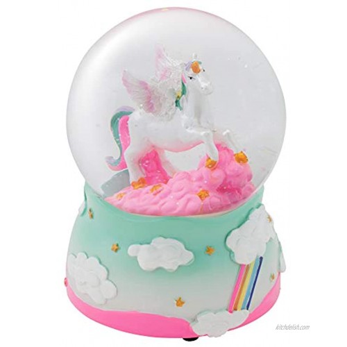 Elanze Designs Unicorn Rainbows on Teal Musical Figurine 100MM Water Globe Plays Tune The Unicorn