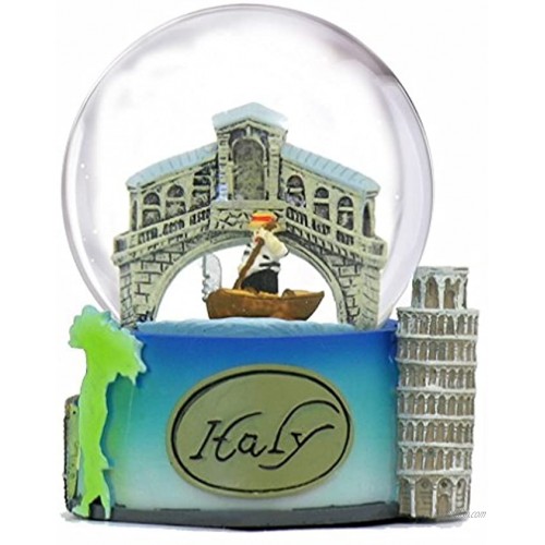 Italy Snow Globe of Rome Pisa and Venice. 3.5 Inches Tall 65mm Italy Snow Globe