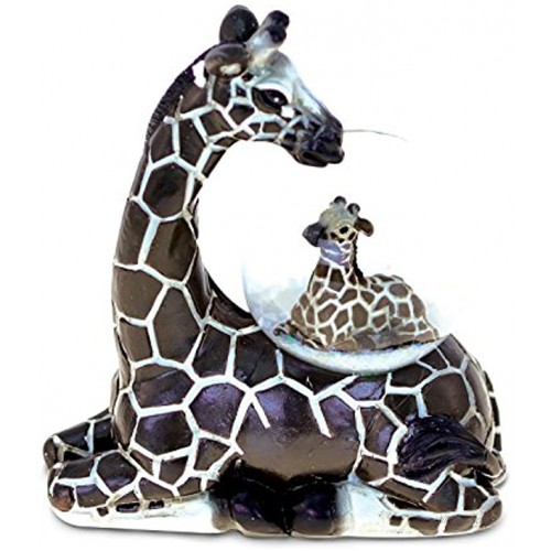 Puzzled Resin Stone Giraffe Snow Globe 45mm 3.9 Inch Tall Figurine Intricate & Meticulous Detailing Art Handcrafted Tabletop Accent Sculpture Centerpiece Mountain Wildlife Themed Home Décor