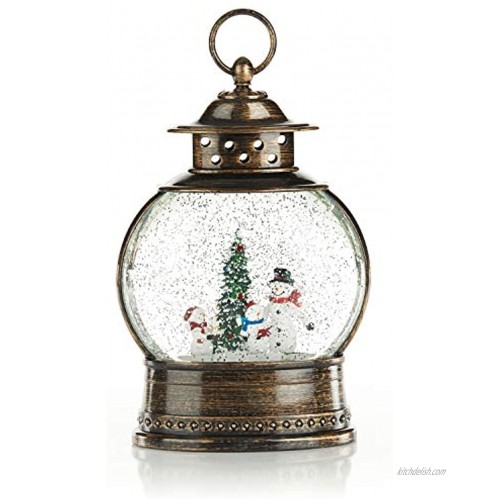 ReLive Christmas Light-Up Snow Globe Lantern Snowman Family