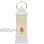Roman White Lighted With Red Cardinal LED Lantern 11 Inch Acrylic Decorative Tabletop Snow Globe