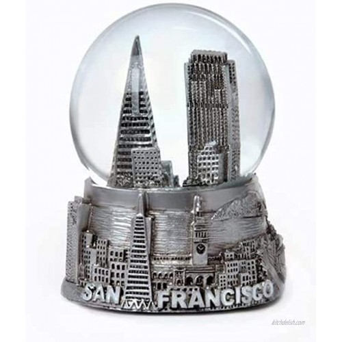 San Francisco California Silver Tone Snow Globe 65mm Glass Globe