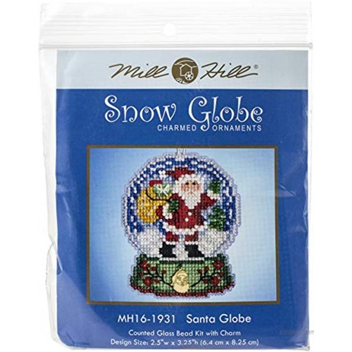 Santa Claus Snow Globe Beaded Counted Cross Stitch Charmed Ornament Kit Mill Hill 2019 Snow Globes MH161931