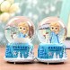 VECU Snow Globe with Music for Kids 3.5 Inch Little Girl Llluminated Automatic Snow Home Decor for Girls Kids Gift Musical Resin Glass Style B