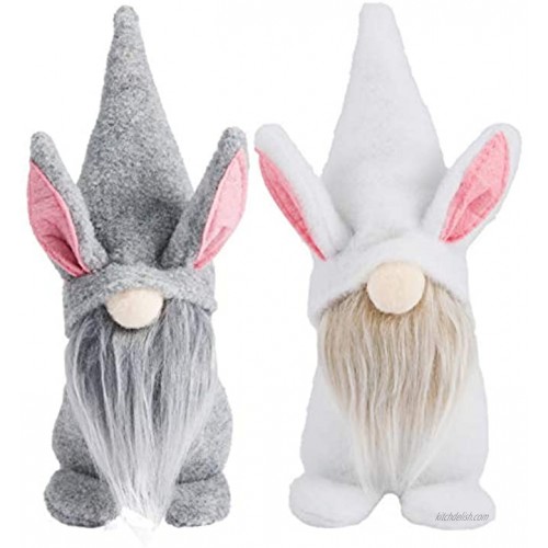 2 Pack Easter Mr and Mrs Bunny Gnomes Plush- Standable Handmade Swedish Tomte in 2 Styles Adorable Scandinavian Faceless Doll Table Centerpiece Party Favors for Easter Home Decoration Holiday Presents