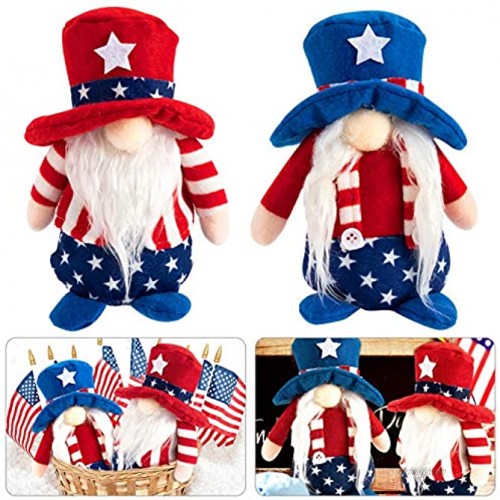 2 Pack Independent Day Gnome Plush Dolls- Patriotic Uncle Sam Gnome Couple with Stars & Stripes Clothes Decorative Swedish Tomte Ornaments Party Favors for 4th of July Home Decor Veterans Day Presents