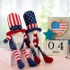 2 Pcs Independence Day Gnome- Patriotic Gnome Uncle Sam Tomte with Long Leg American Style Faceless Doll Decoration for 4th of July Gift Handmade Memorial Day Veterans Day Home Kitchen Ornament