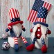 2 Pcs Independence Day Gnome- Patriotic Gnome Uncle Sam Tomte with Long Leg American Style Faceless Doll Decoration for 4th of July Gift Handmade Memorial Day Veterans Day Home Kitchen Ornament