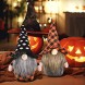 2 Pieces Halloween Gnome Ornament Christmas Santa Handmade Elf Tomte Faceless Plush Doll Swedish Dwarf Hat Figurine for Party Tree Home Decor Classic Style