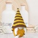 2Pcs Bumble Bee Gnomes Knitted Plush Doll Decoration Summer Gnomes Cute Faceless Doll Decorations Home Farmhouse Kitchen Decor Bee Shelf Tiered Tray Decorations Gifts for Kids Women Men