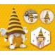 2Pcs Bumble Bee Gnomes Knitted Plush Doll Decoration Summer Gnomes Cute Faceless Doll Decorations Home Farmhouse Kitchen Decor Bee Shelf Tiered Tray Decorations Gifts for Kids Women Men
