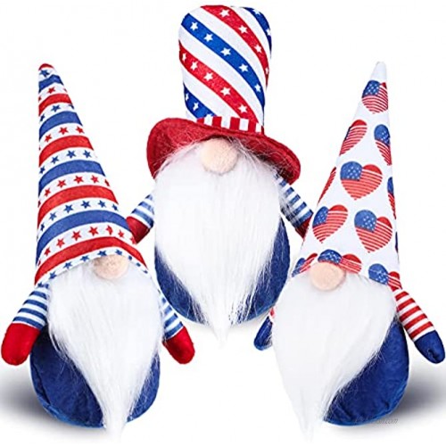 3 Pieces Cmas Gnomes Holiday Tomte 4th of July Gnomes Plush Decorations Veterans Day Tomte Decoration Gnome Figurines Stars and Stripes Nisse Handmade Scandinavian Ornaments Plush gnome
