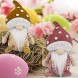 Attiigny Summer Gnomes Plush Home Decoration-Handmade 2PCS Lovely Gnomes with Mushroom Head For Daily Decor,Easter,Christmas Ornaments,Brown and Pink Fabric Craft Dolls,Swedish Gnomes Gift Table Decor