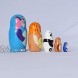 Azhna 5 pcs 10.5 cm Animal Family Nesting Doll Souvenir Matryoshka Home Decor Collection Woodburned and Hand Painted Russian Doll Wooden Stacking Doll Exotic Animals