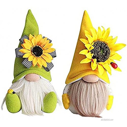 Bee Gnome Spring Sunflower Doll Decor Handmade Bumble Plush Faceless Doll Ornaments Indoor Home Decor,Bee Shelf Tiered Tray Decorations Gift Set of 2 Bee Gnome Doll