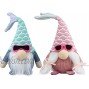 Gehydy 2 Pcs Summer Mermaid Gnome Handmade Plush Farmhouse Decorations Swedish Tomte Home Ornament Gifts Figurines