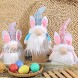Gehydy Easter Gnome Handmade Decoration Spring Bunny Lights Swedish Tomte Plush Holiday Home Ornament Rabbit Gifts Figurines