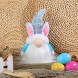 Gehydy Easter Gnome Handmade Decoration Spring Bunny Lights Swedish Tomte Plush Holiday Home Ornament Rabbit Gifts Figurines